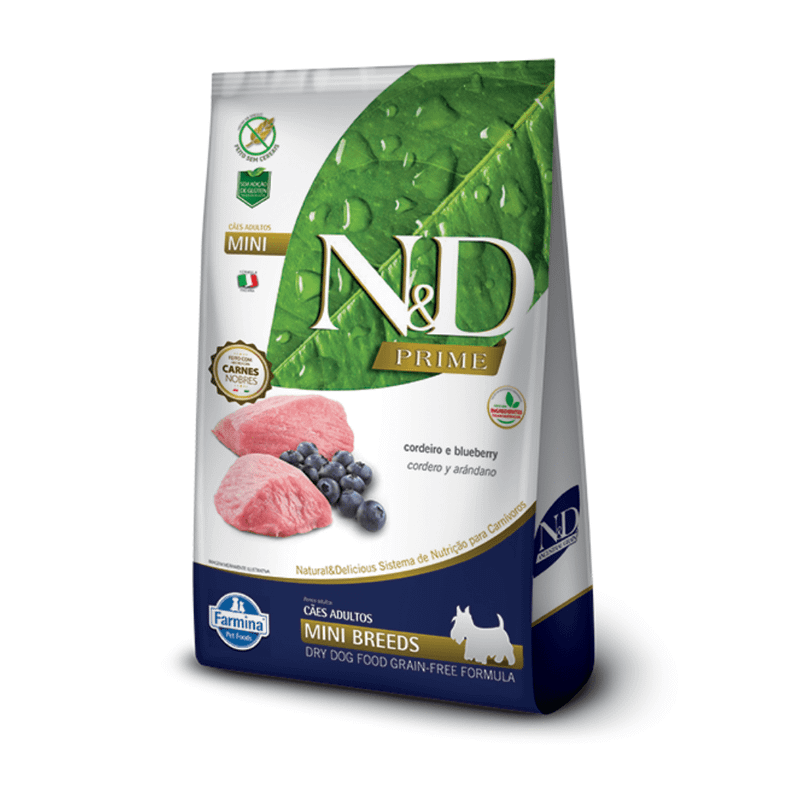 Ração Farmina N&D Prime Cães Adultos Raças Pequenas Cordeiro e Blueberry 10,1kg