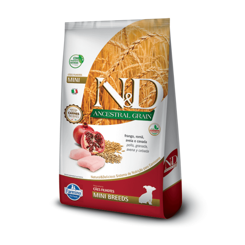 Ração Farmina N&D Ancestral Grain Cães Filhotes Raças Pequenas Frango e Romã 2,5kg