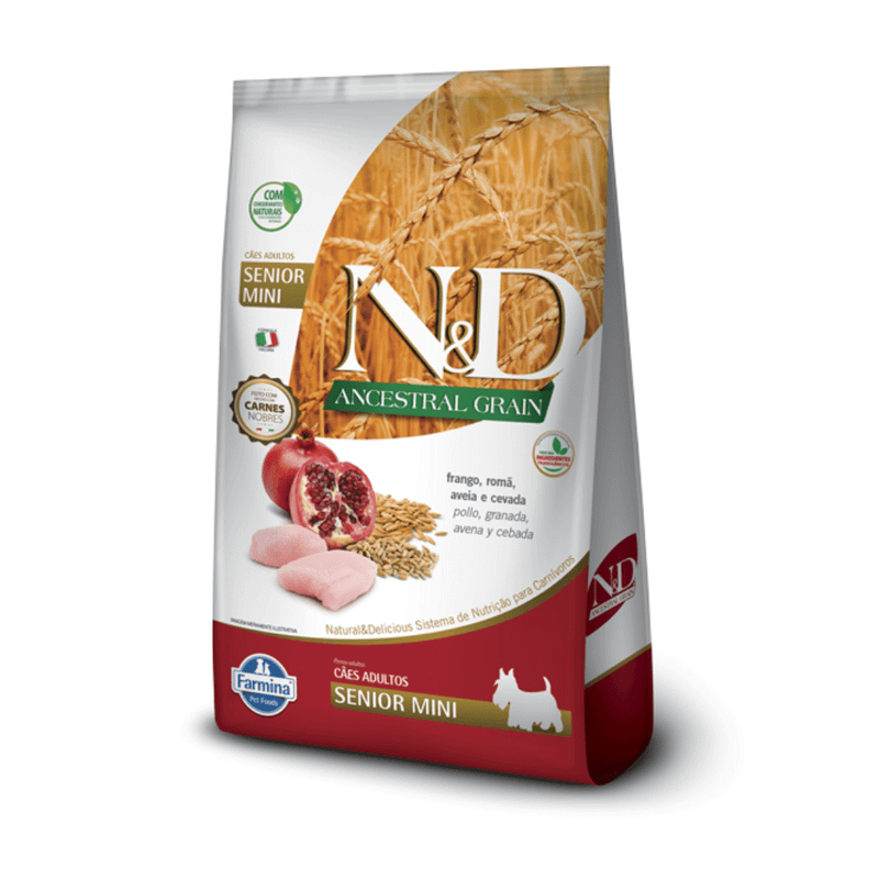 Ração Farmina N&D Ancestral Grain Cães Idosos Raças Pequenas Frango e Romã 2,5kg