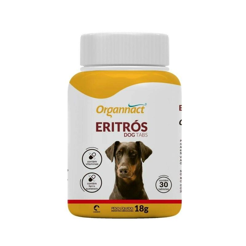 Eritrós Tabs Suplemento Vitamínico Cães Organnact 18g 30 Tabletes