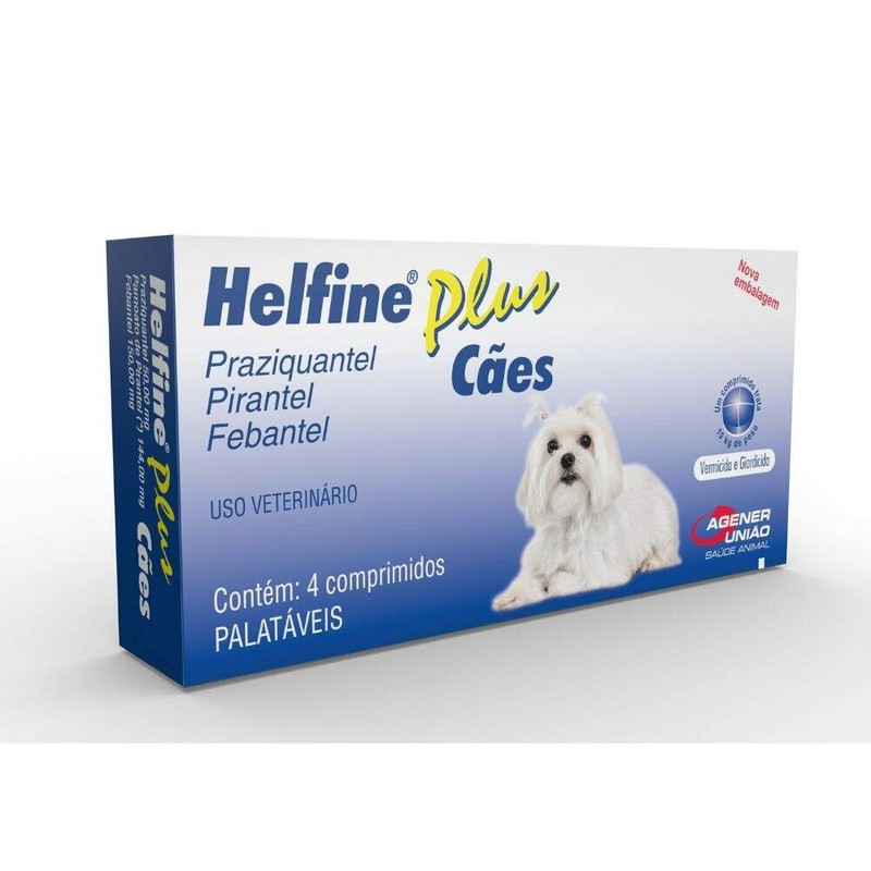 Helfine Plus Vermífugo Cães Agener União 4 Comprimidos