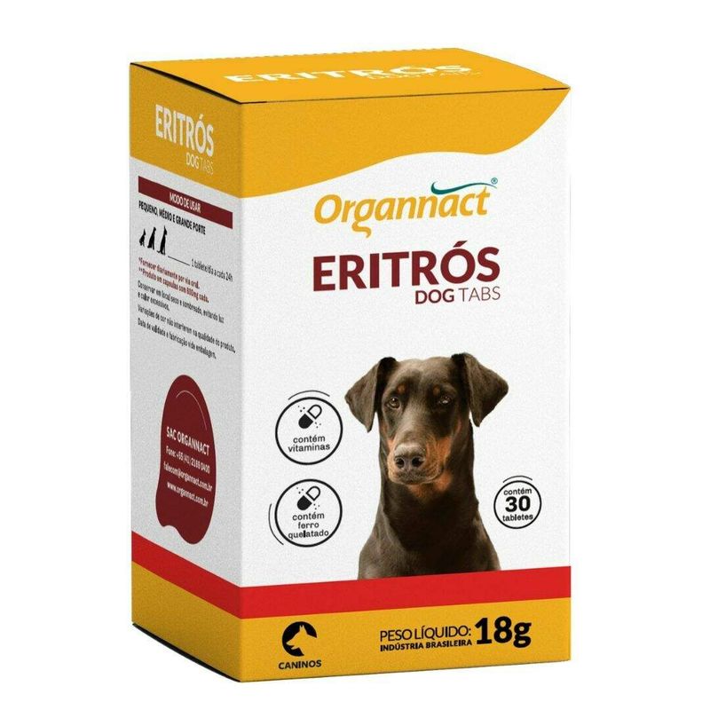 Eritrós Tabs Suplemento Vitamínico Cães Organnact 18g 30 Tabletes