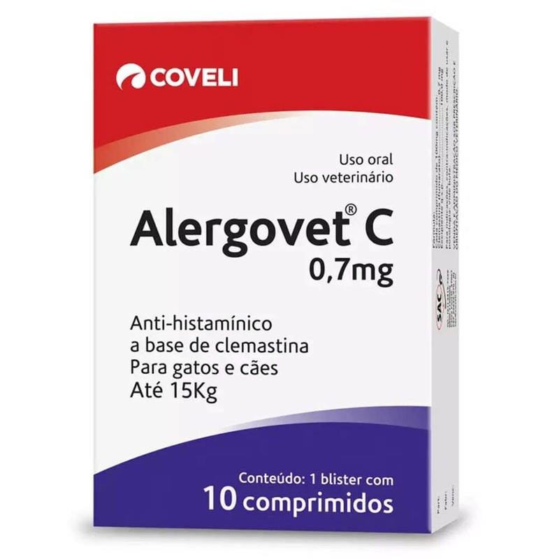 Alergovet C Antialérgico 0,7mg Coveli 10 comprimidos