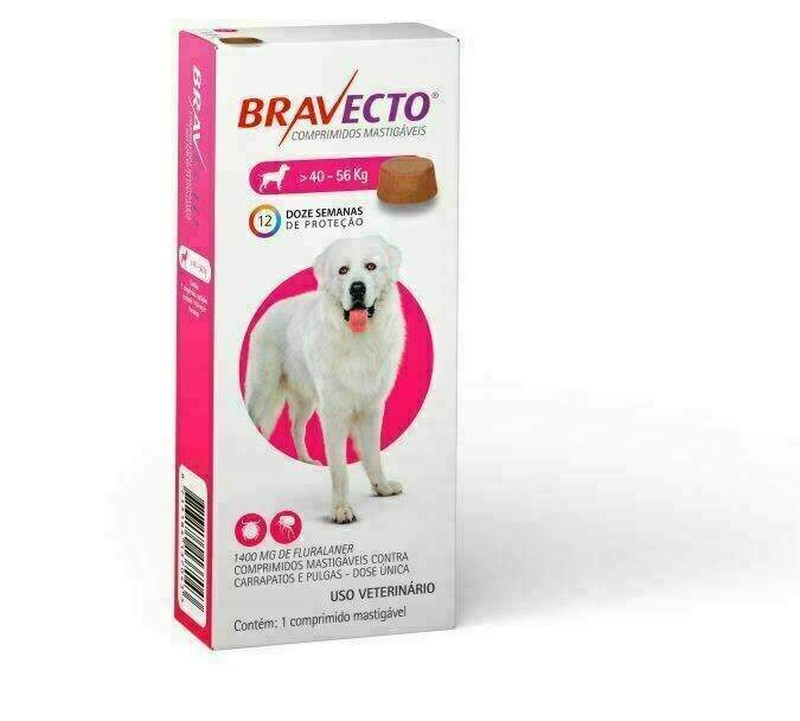 Bravecto Comprimido Antipulgas Cães 40kg a 56kg MSD 1400mg