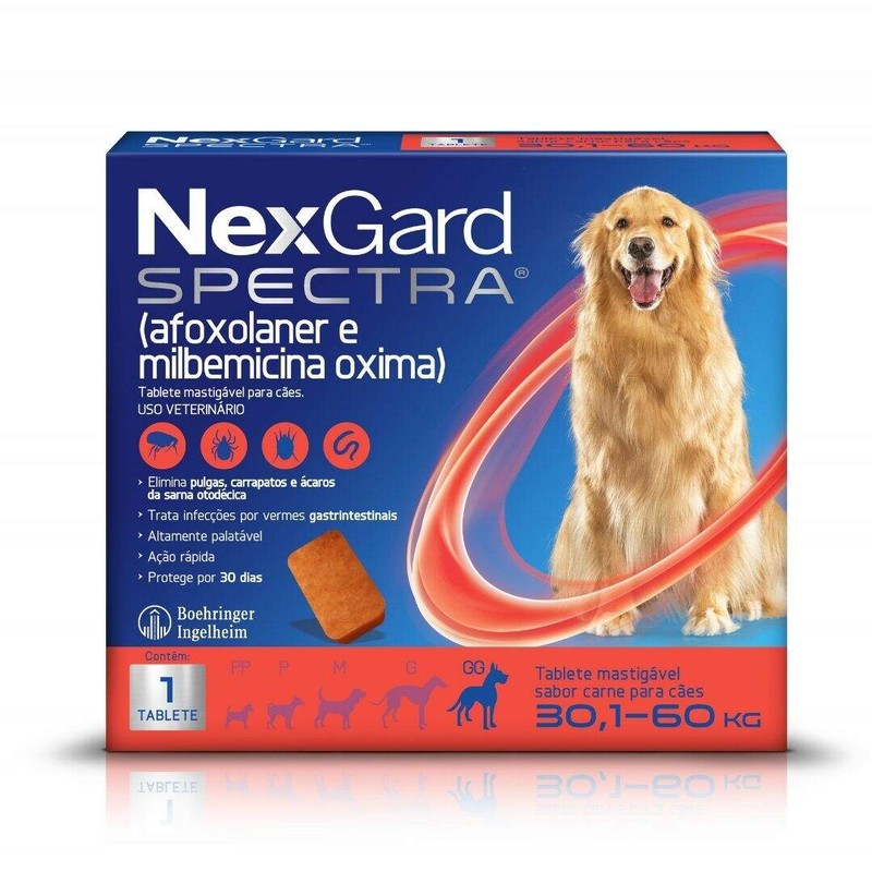 Antipulgas e Carrapatos NexGard Spectra para Cães de 30,1 à 60kg - 1 Tablete