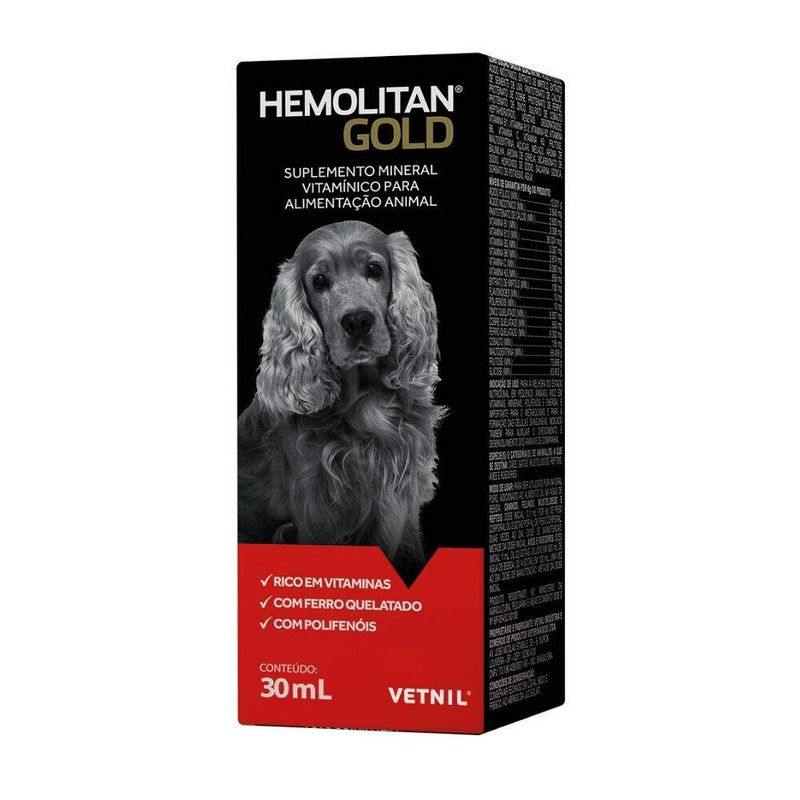 Hemolitan Gold Suplemento em Gotas Vetnil 30ml