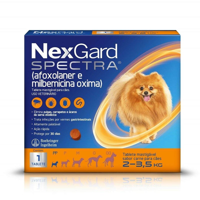 Antipulgas e Carrapatos NexGard Spectra para Cães de 2 à 3,5kg - 1 Tablete