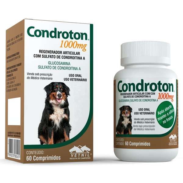 Condroton 1000mg Regenerador Articular Cães Vetnil 60 comprimidos