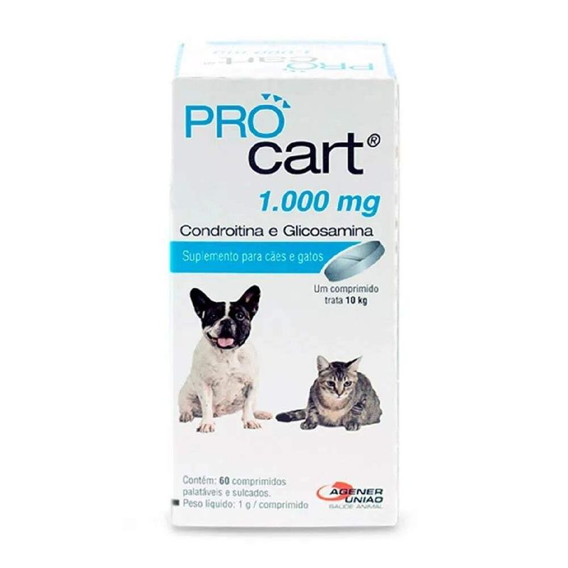 Procart Suplemento Cães e Gatos Agener União 60 Comprimidos