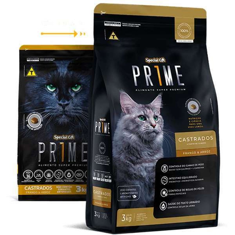 Ração Special Cat Prime Gatos Adultos Castrados Frango e Arroz 3kg