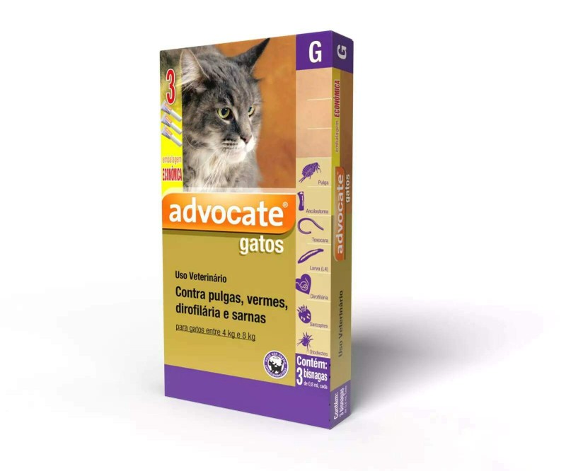 Antipulgas Advocate Gatos 4 A 8kg  0,8ml Elanco Combo com 3 Bisnagas