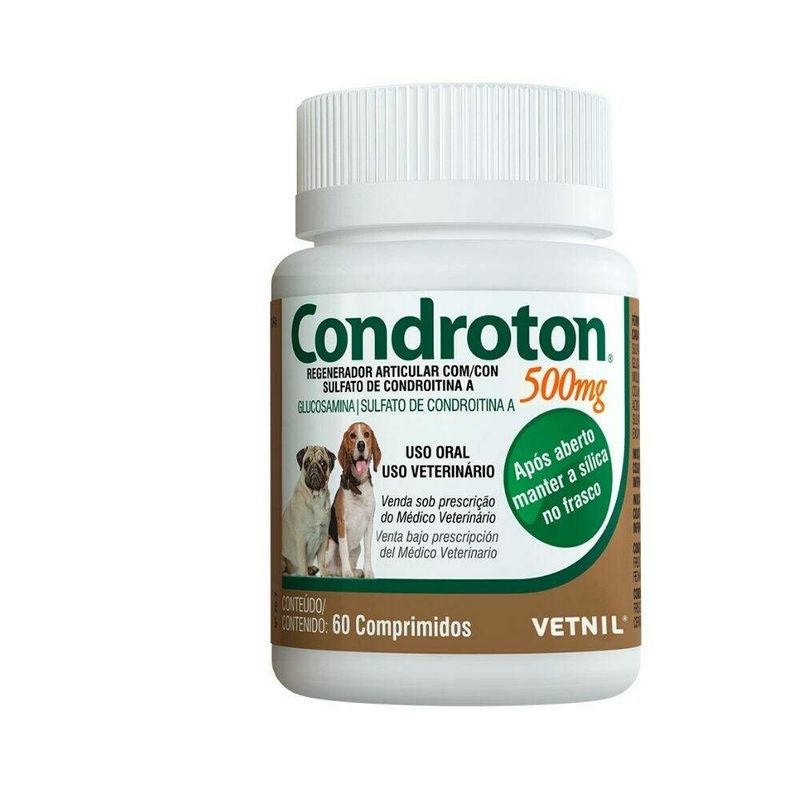 Condroton 500mg Regenerador Articular Cães Vetnil 60 comprimidos 