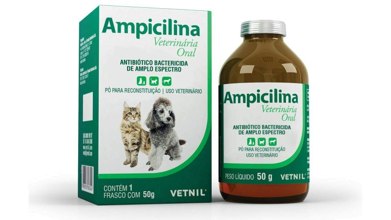 Ampicilina Antibiótico Oral Cães e Gatos Vetnil 50g