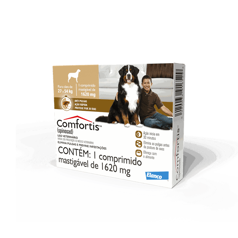Antipulgas Comfortis Elanco 1620mg  Cães de 27 a 54kg - 1 comprimido 