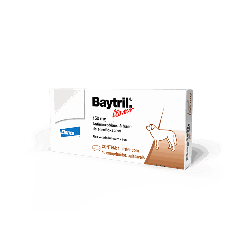 Baytril Flavour Antibiótico Enrofloxacino 150 mg 10 Comprimidos