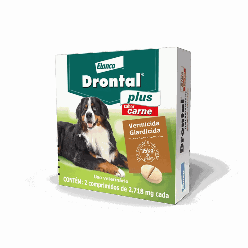 Drontal Plus Vermífugo Carne Cães 35kg Elanco  2 comprimidos