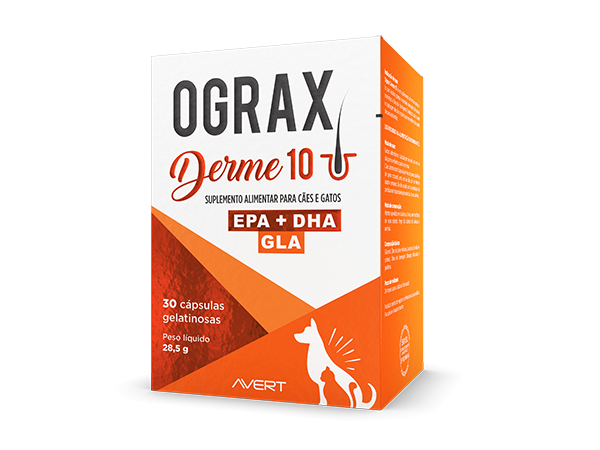 Ograx Derme10 Suplemento Alimentar Cães e Gatos  Avert 30 Cápsulas