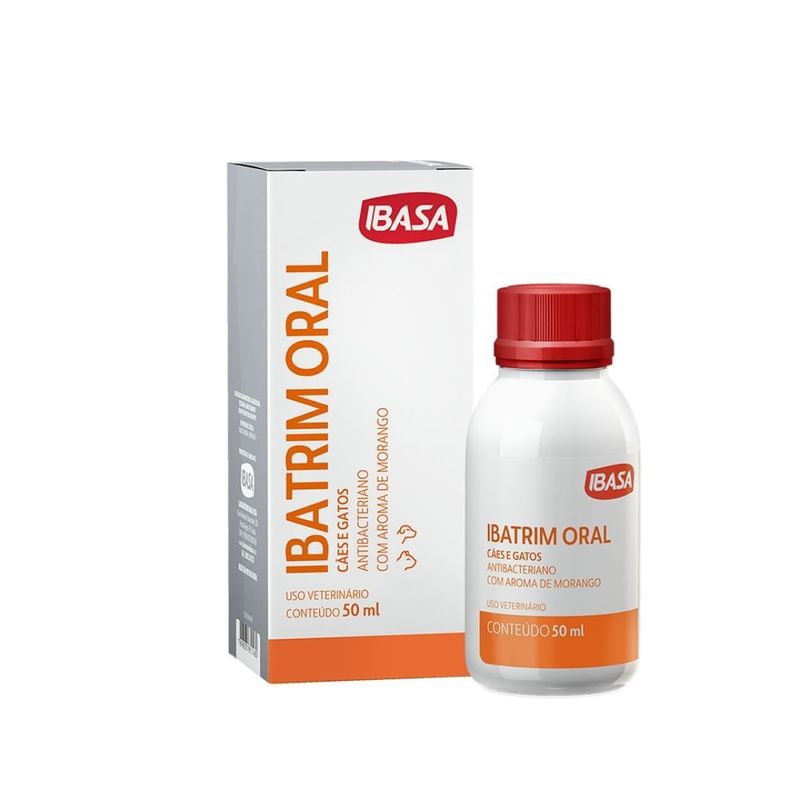 Ibatrim Oral 50ml Antimicrobiano Cães e Gatos Ibasa