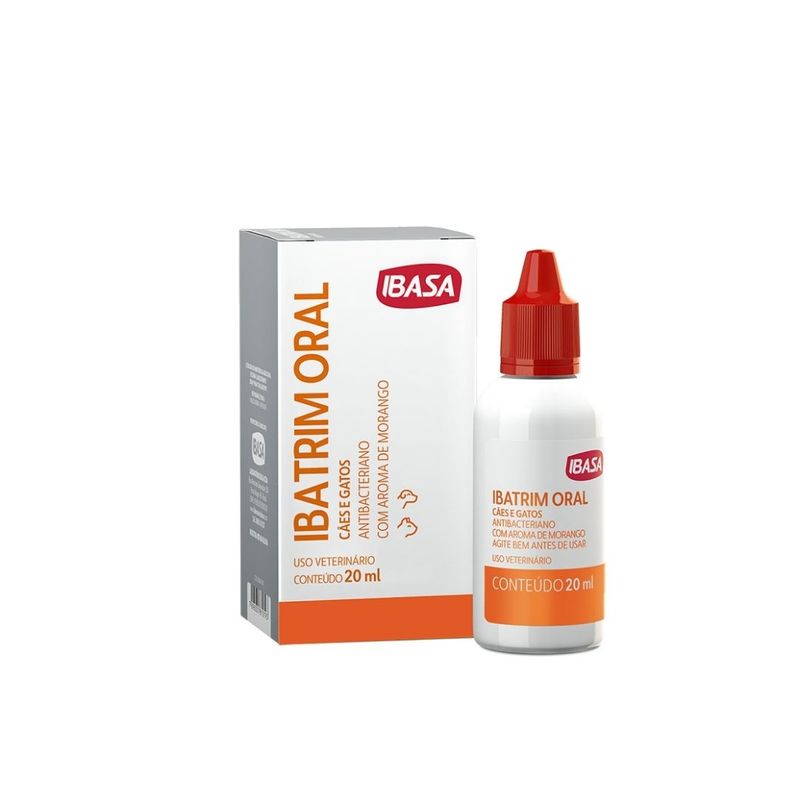 Ibatrim Oral 20ml Antimicrobiano Cães e Gatos Ibasa