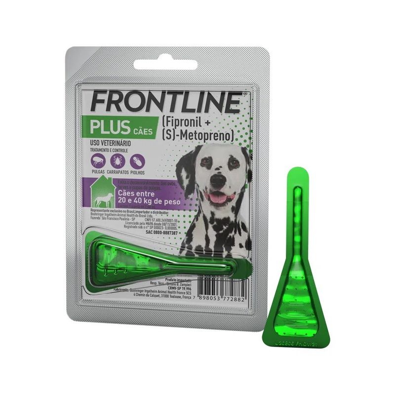 Antipulgas e Carrapatos Frontline Plus Cães 20kg a 40kg - 2,68ml