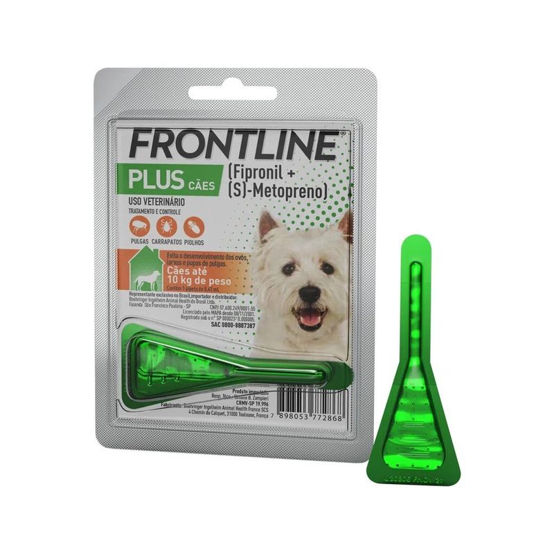 Antipulgas e Carrapatos Frontline Plus Cães de 1 a 10Kg - 0,67ml