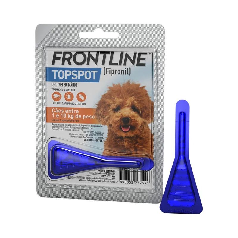 Antipulgas e Carrapatos Frontline Top Spot Cães até 10kg - 0,67ml