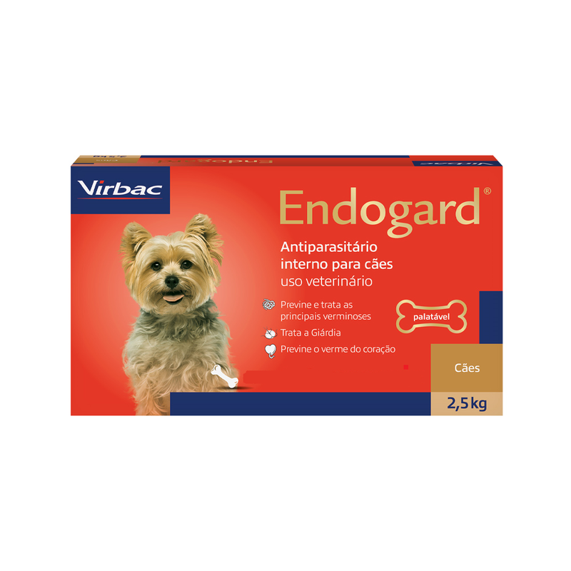 Endogard Vermífugo Cães até 2,5kg Virbac 6 comprimidos