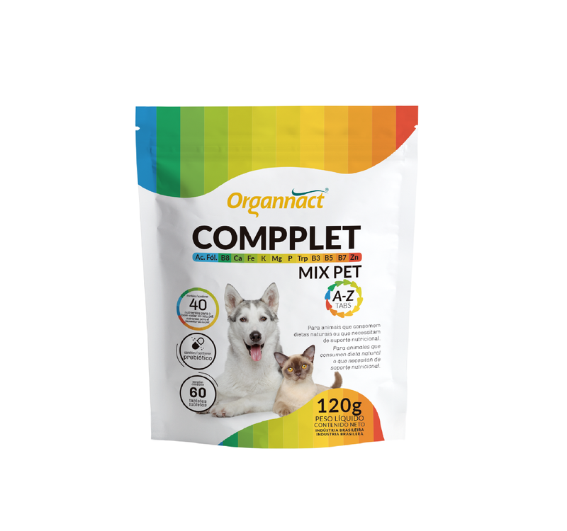 Compplet Mix Pet A-Z Suplemento Vitamínico Organnact Tabs 60 Tabletes 120g