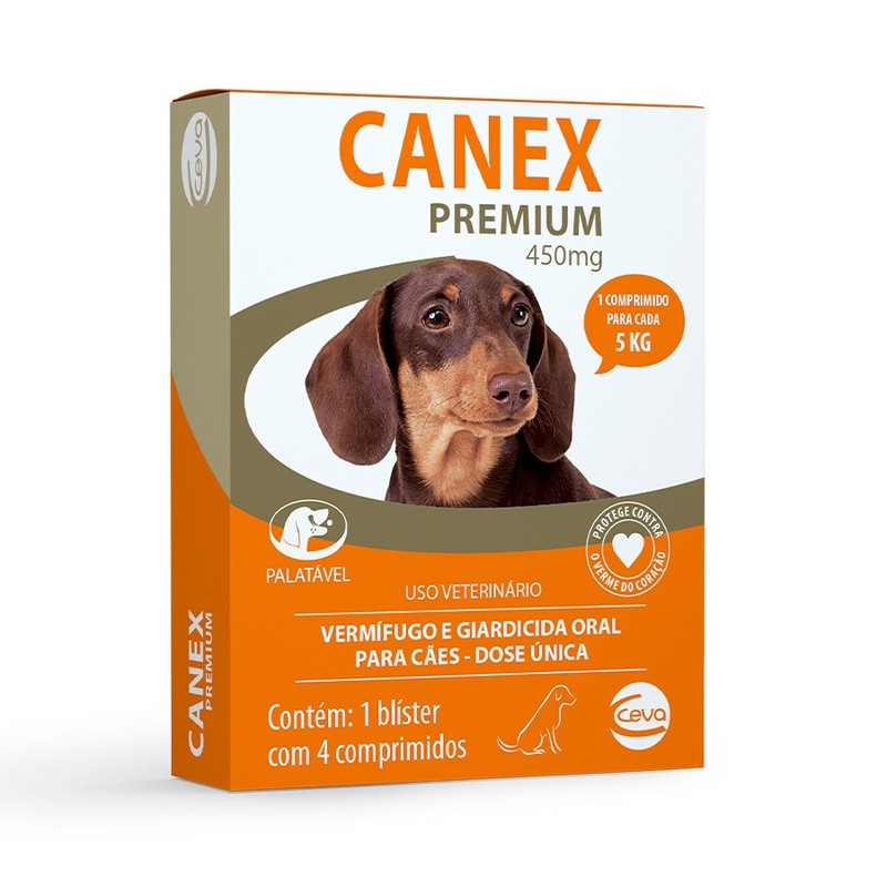 Vermífugo Canex Premium Até 5kg 450mg para Cães Ceva