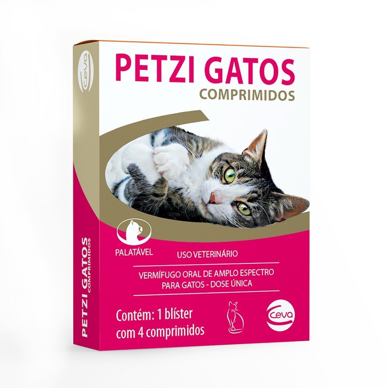 Petzi Plus Vermífugo Gatos Ceva 4 Comprimidos