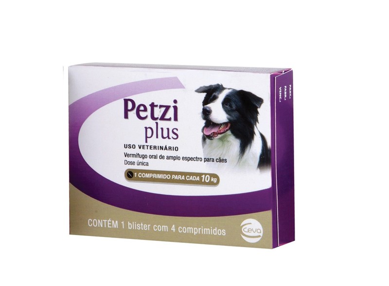 Petzi Plus Vermífugo Cães Ceva 800 mg  4 Comprimidos