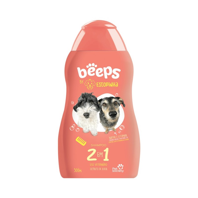 Beeps Estopinha Shampoo 2 em 1 Extrato de Aveia Pet Society 500ml