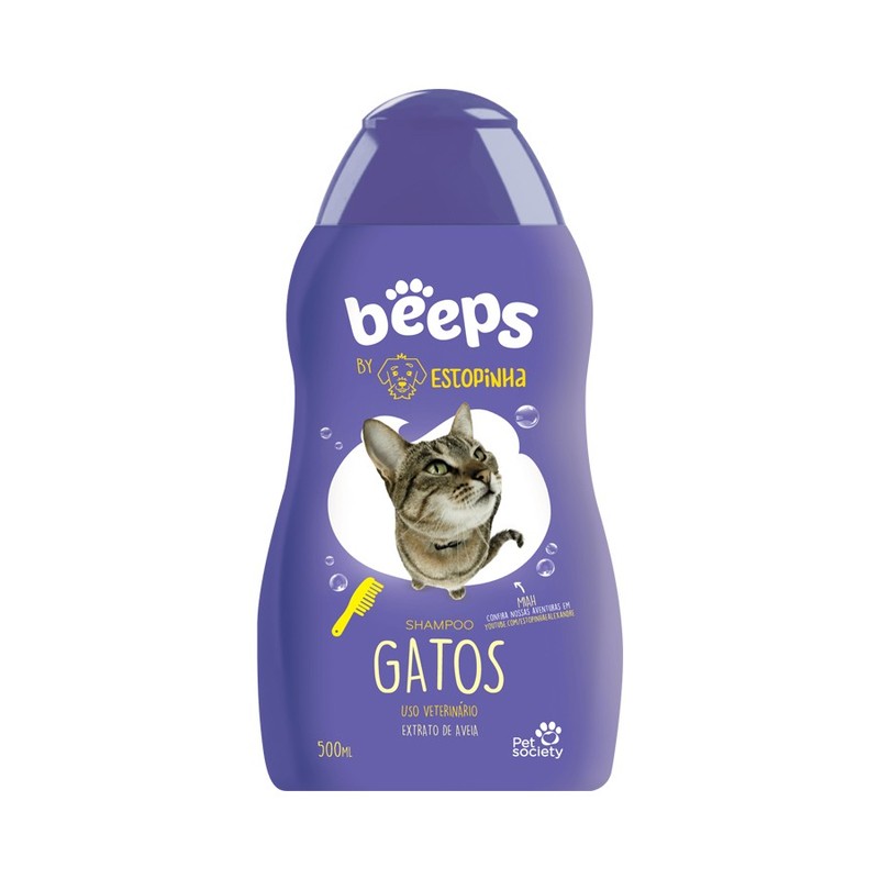 Shampoo Beeps Estopinha Pet Society Gatos Extrato de Aveia -  500ml