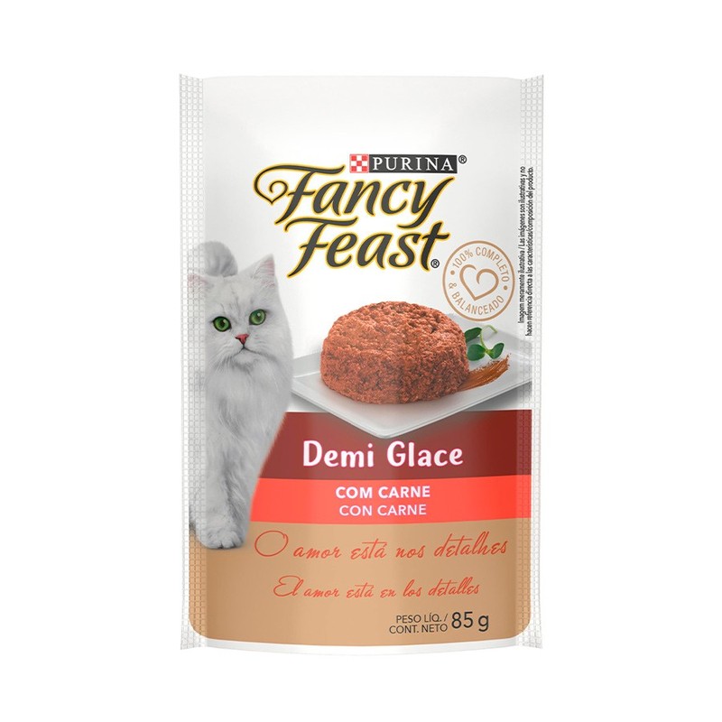 Ração Úmida Fancy Feast Demi Glace para Gatos Sabor Carne 85g