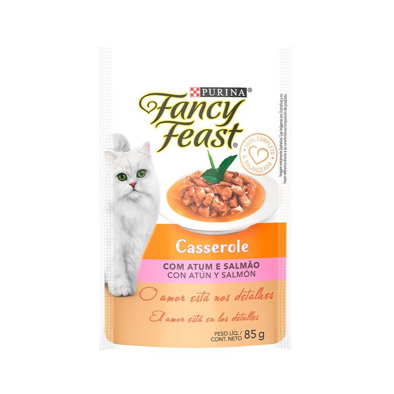 Ração Úmida Fancy Feast Casserole para Gatos Sabor Atum e Salmão 85g