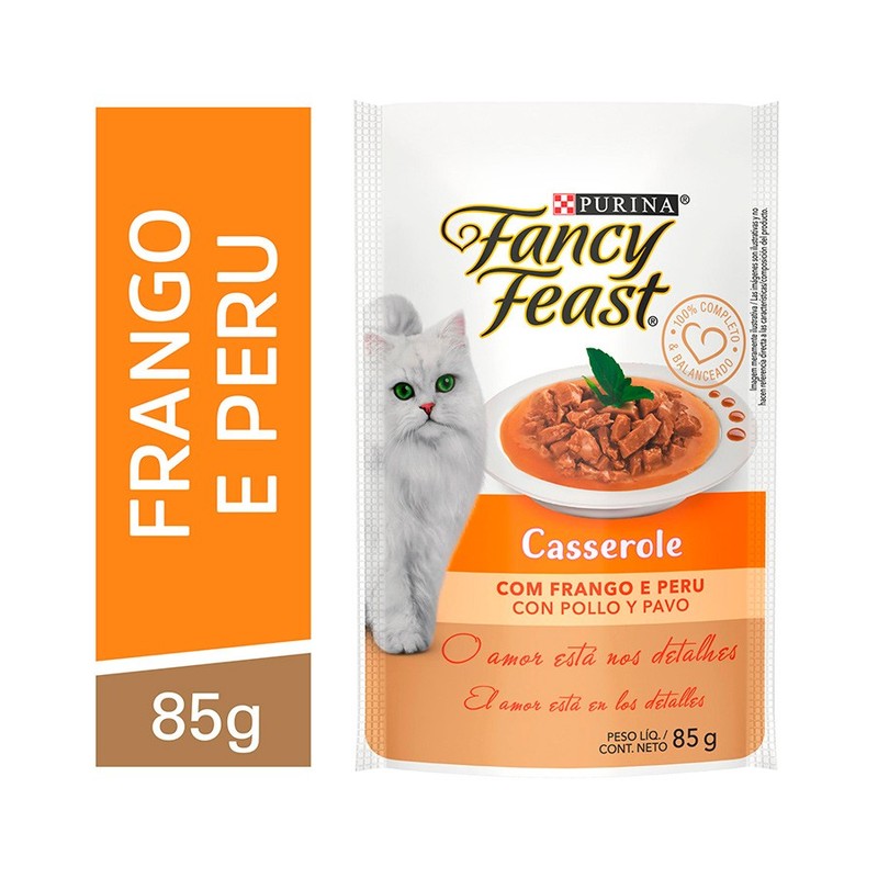 Ração Úmida Fancy Feast Casserole para Gatos Sabor Frango e Peru 85g