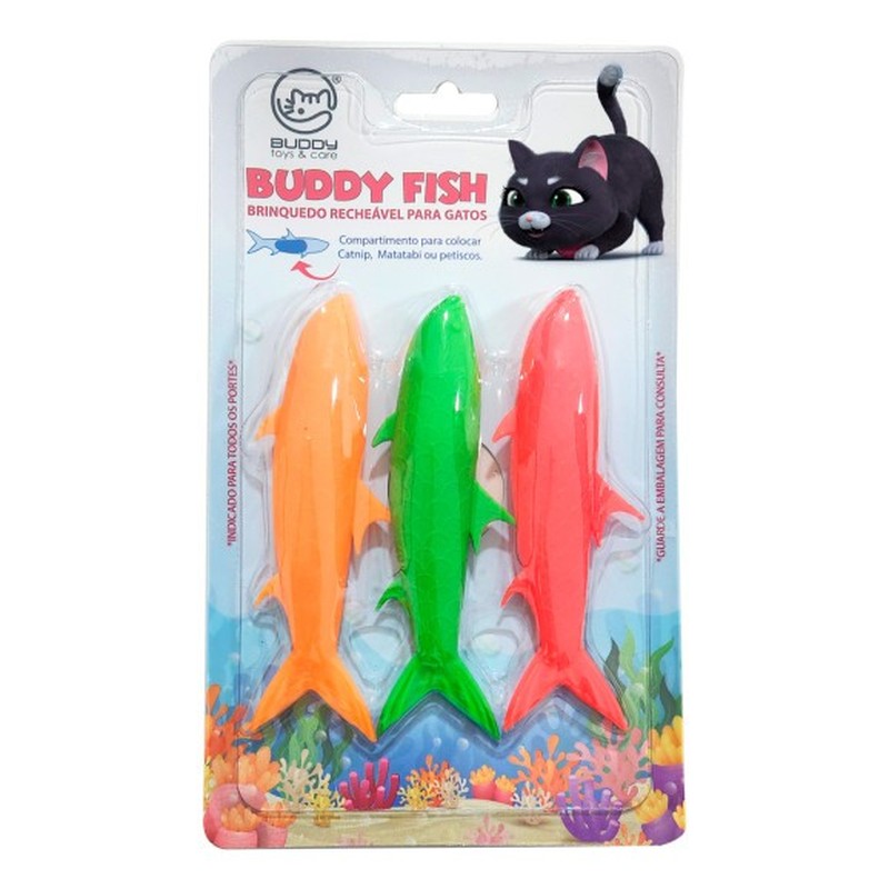 Brinquedo e Porta Petisco Para Gatos Peixe Interativo Buddy Fish Toys