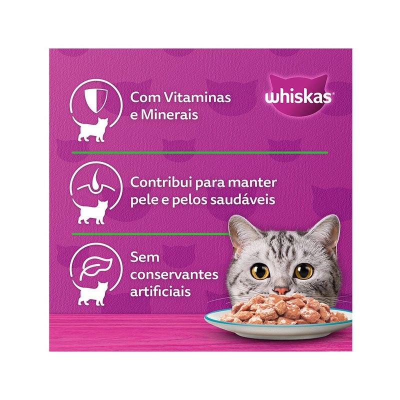 Alimento Úmido para Gatos Adultos Whiskas Sachê Cordeiro ao Molho