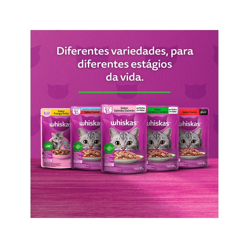 Alimento Úmido para Gatos Adultos Whiskas Sachê Cordeiro ao Molho