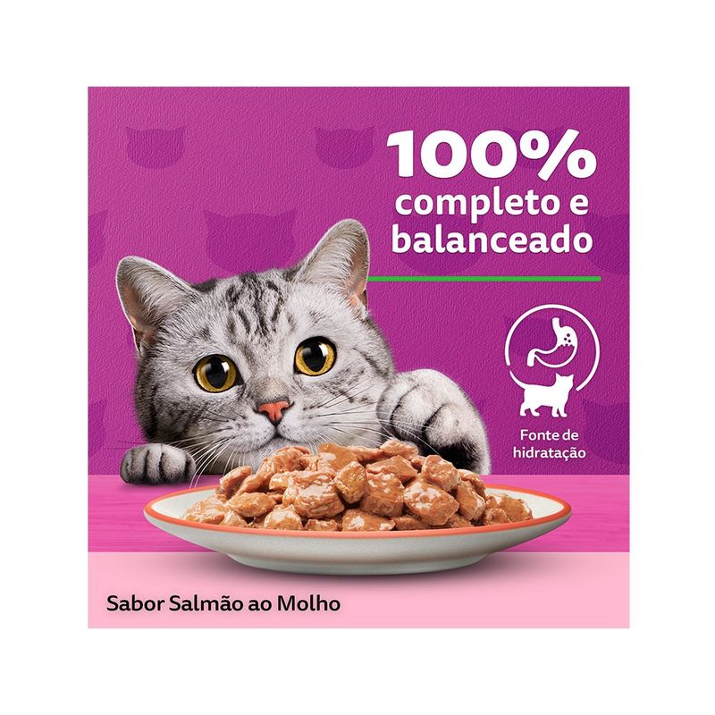 Alimento Úmido para Gatos Adultos Whiskas Sachê Salmão ao Molho