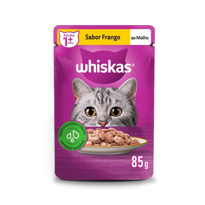 Alimento Úmido para Gatos Filhotes Whiskas Sachê Frango ao Molho 