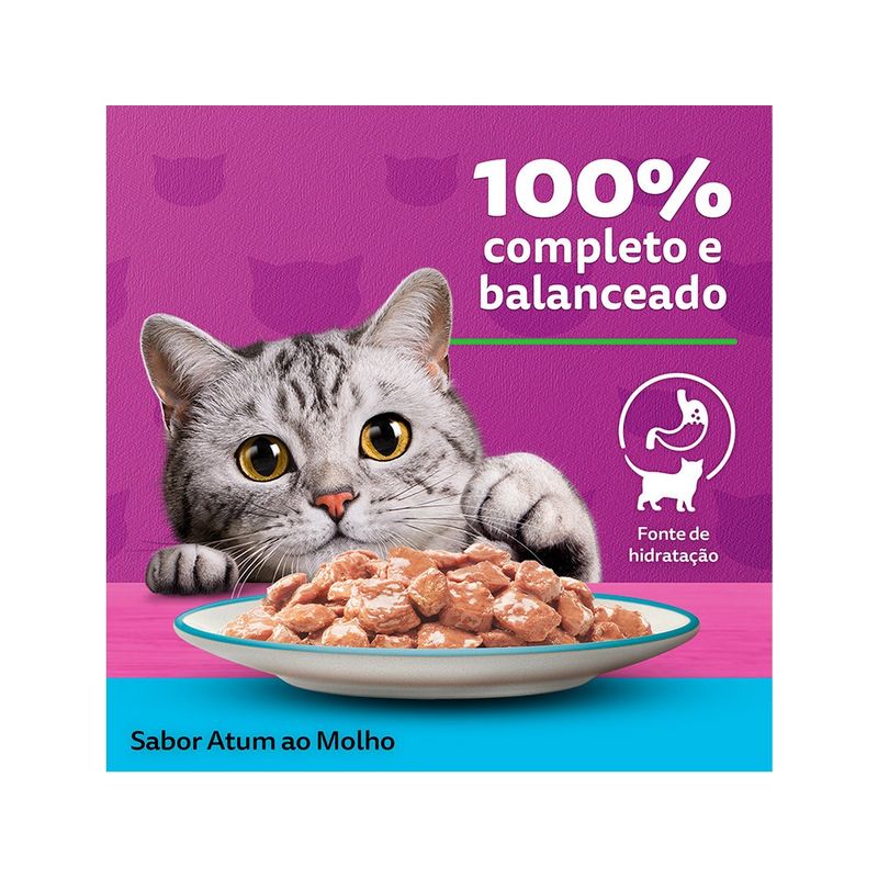 Alimento Úmido para Gatos Adultos Whiskas Sachê Atum ao Molho