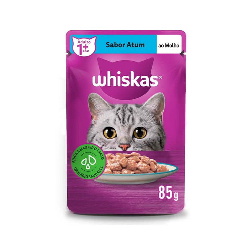 Alimento Úmido para Gatos Adultos Whiskas Sachê Atum ao Molho