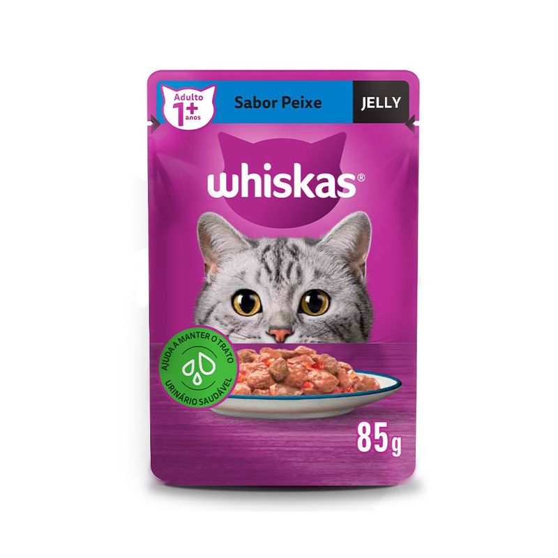 Alimento Úmido para Gatos Adultos Whiskas Sachê Peixe Jelly