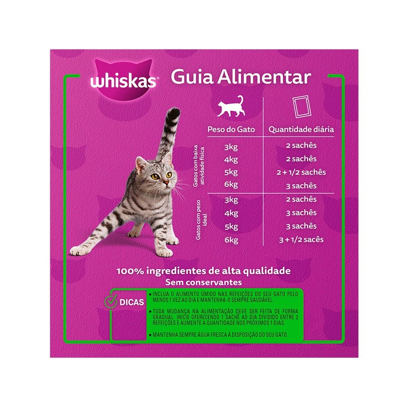 Alimento Úmido para Gatos Adultos Whiskas Sachê Carne Jelly