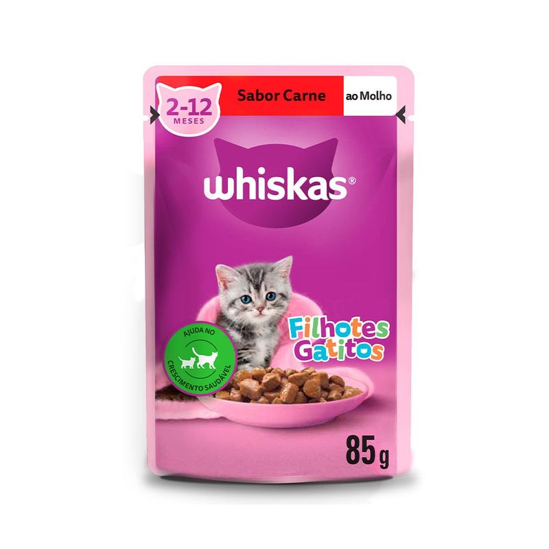 Alimento Úmido para Gatos Filhotes Whiskas Sachê Carne ao Molho