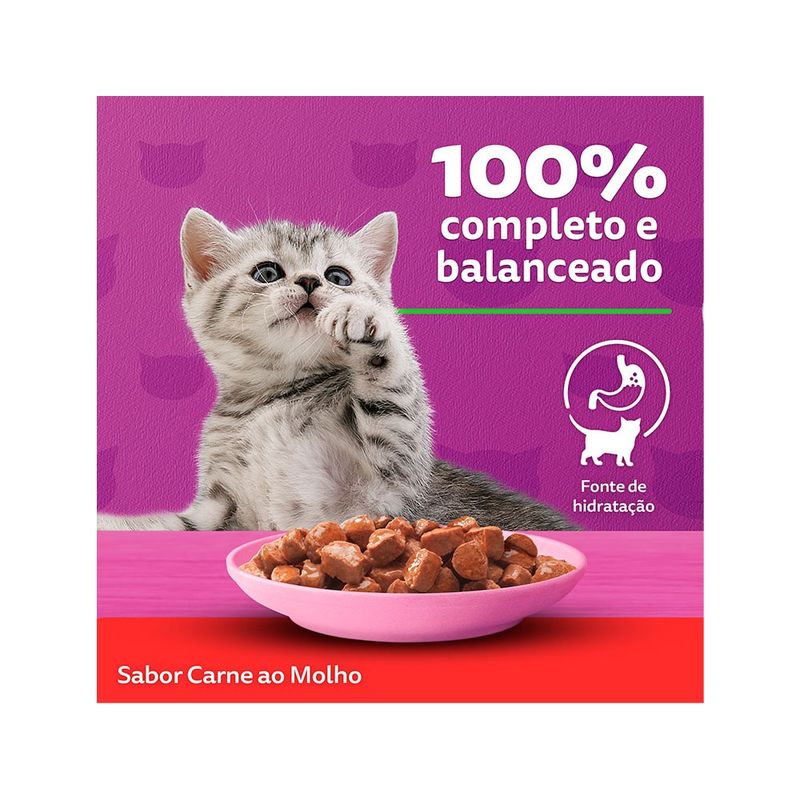 Alimento Úmido para Gatos Filhotes Whiskas Sachê Carne ao Molho