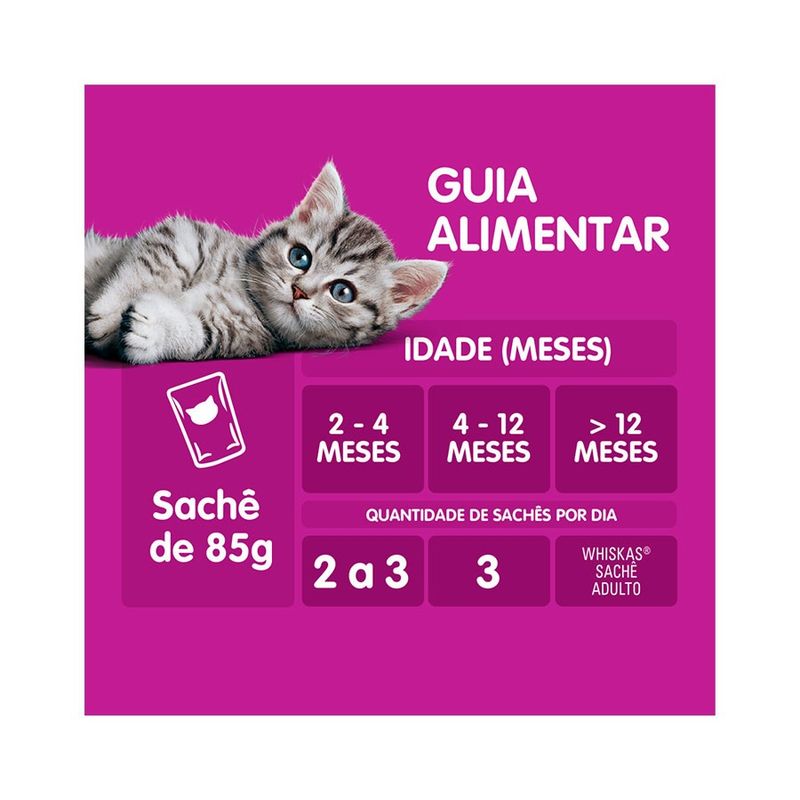 Alimento Úmido para Gatos Filhotes Whiskas Sachê Carne ao Molho