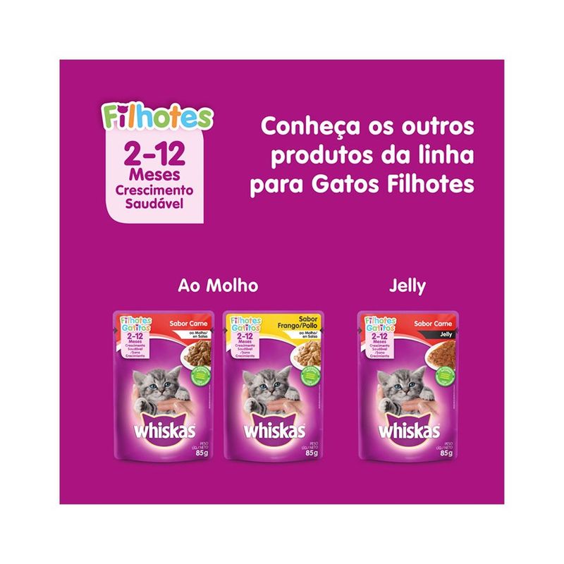 Alimento Úmido para Gatos Filhotes Whiskas Sachê Carne ao Molho