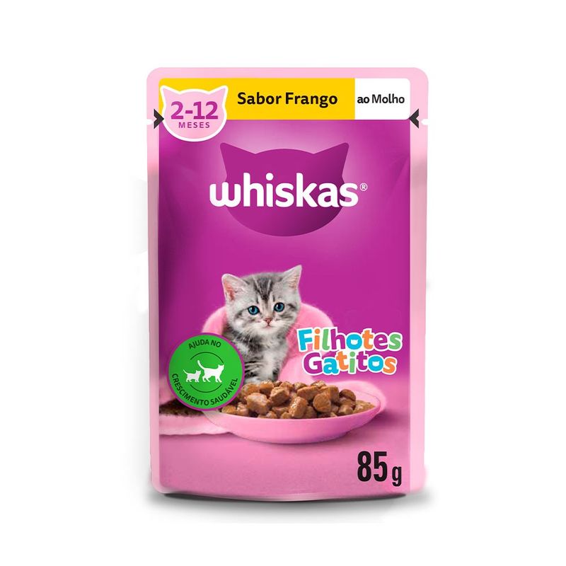 Alimento Úmido para Gatos Filhotes Whiskas Sachê Frango ao Molho 